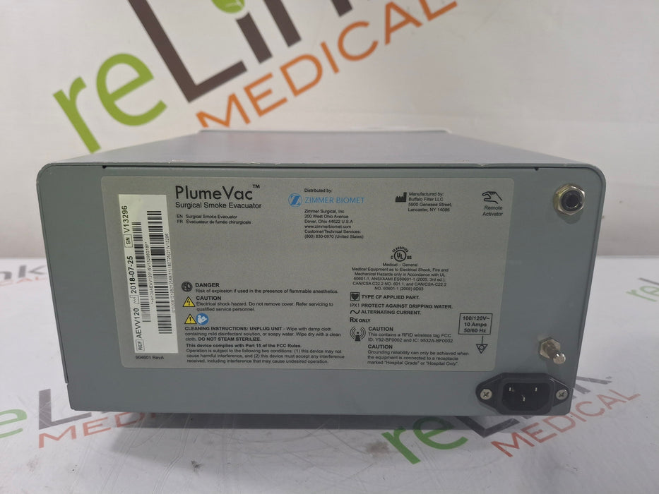 Zimmer PlumeVac AEVV120 Surgical Smoke Evacuator