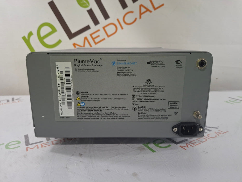 Zimmer PlumeVac AEVV120 Surgical Smoke Evacuator