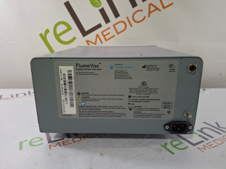 Zimmer PlumeVac AEVV120 Surgical Smoke Evacuator