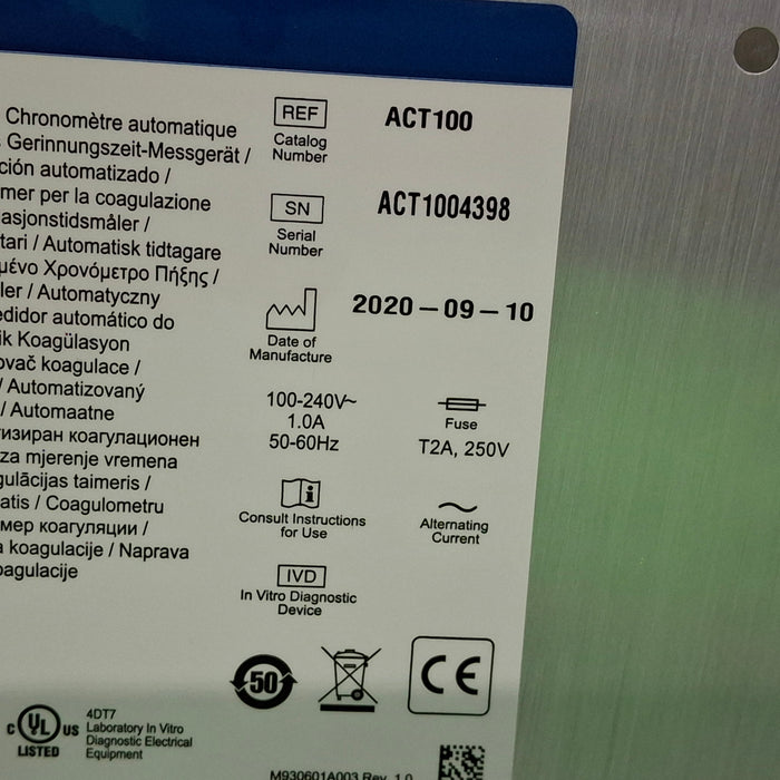 Medtronic ACT Plus Automated Coagulation Timer