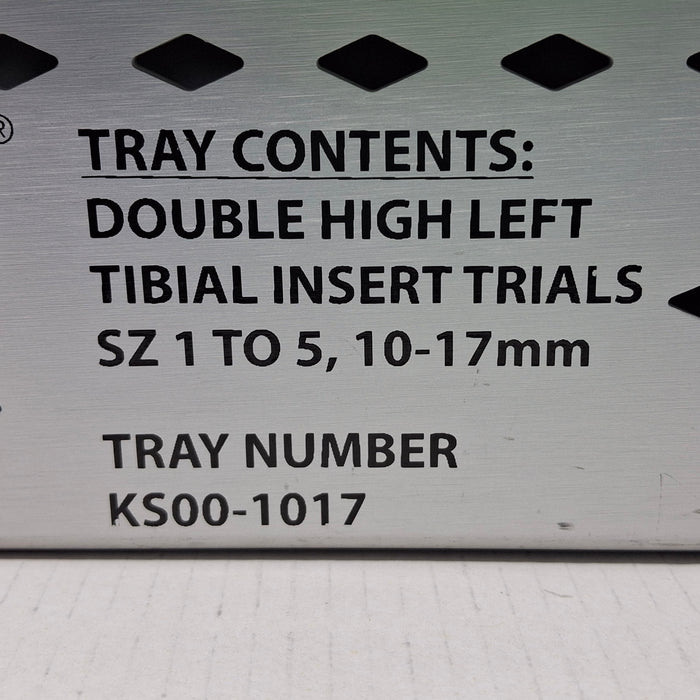 Wright Surgical KS00-1017 Double High Left Tibial Insert Trials SZ 1-5, 10-17mm