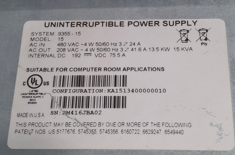 Eaton Corporation Eaton Corporation 9355 UPS Industrial Equipment reLink Online