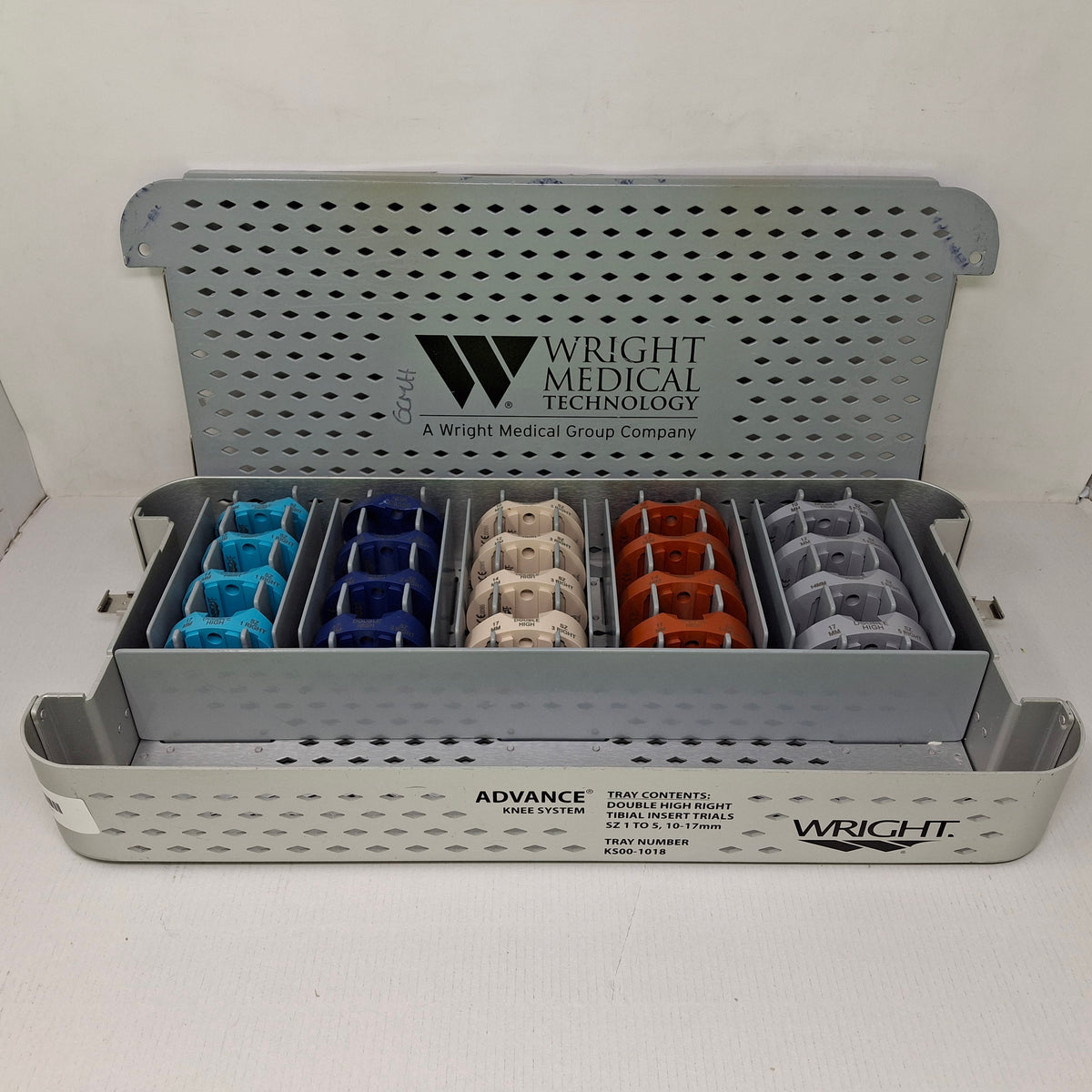 Wright Surgical KS00-1018 Double High Right Tibial Insert Trials SZ 1-