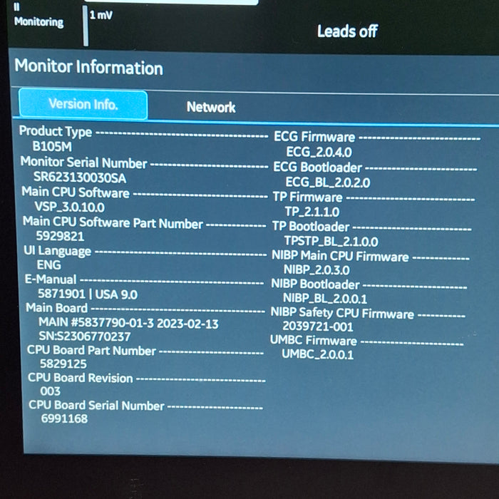 GE Healthcare B105M Patient Monitor
