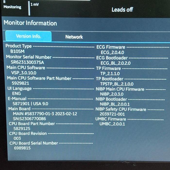 GE Healthcare B105M Patient Monitor