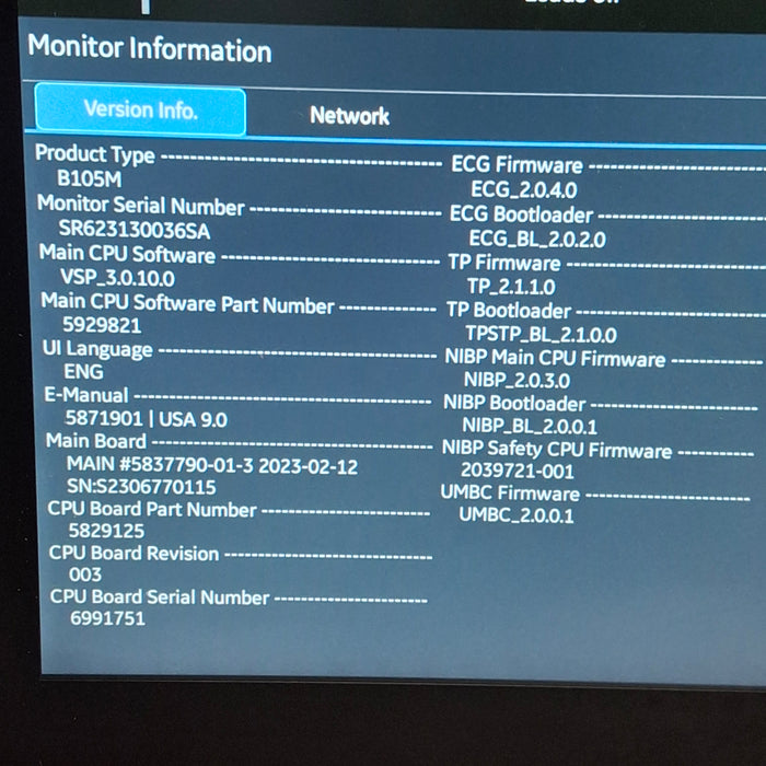 GE Healthcare B105M Patient Monitor