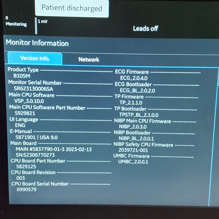 GE Healthcare B105M Patient Monitor