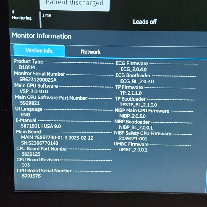 GE Healthcare B105M Patient Monitor