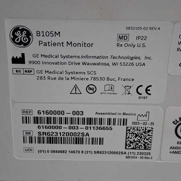 GE Healthcare B105M Patient Monitor