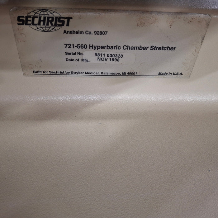 Sechrist 721 Hyperbaric Chamber Stretcher