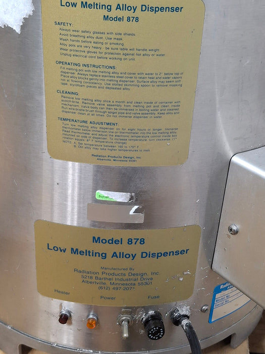 Radiation Products Design 878-015 Low Melting Alloy Dispenser