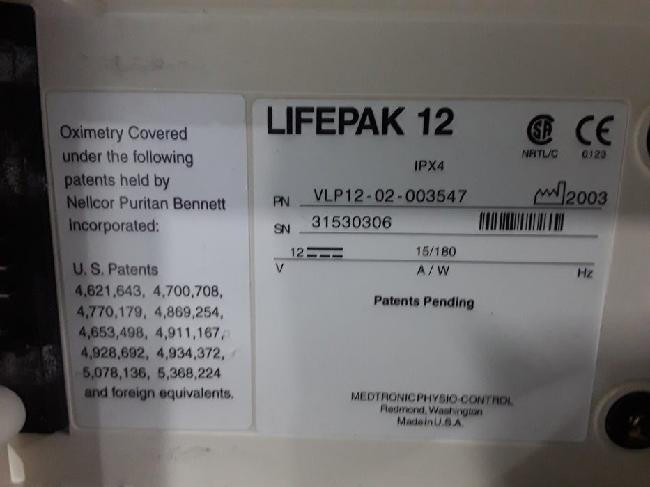 Physio-Control LifePak 12 3-Lead Defibrillator