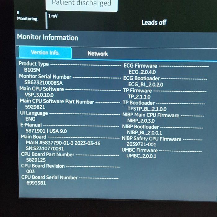 GE Healthcare B105M Patient Monitor