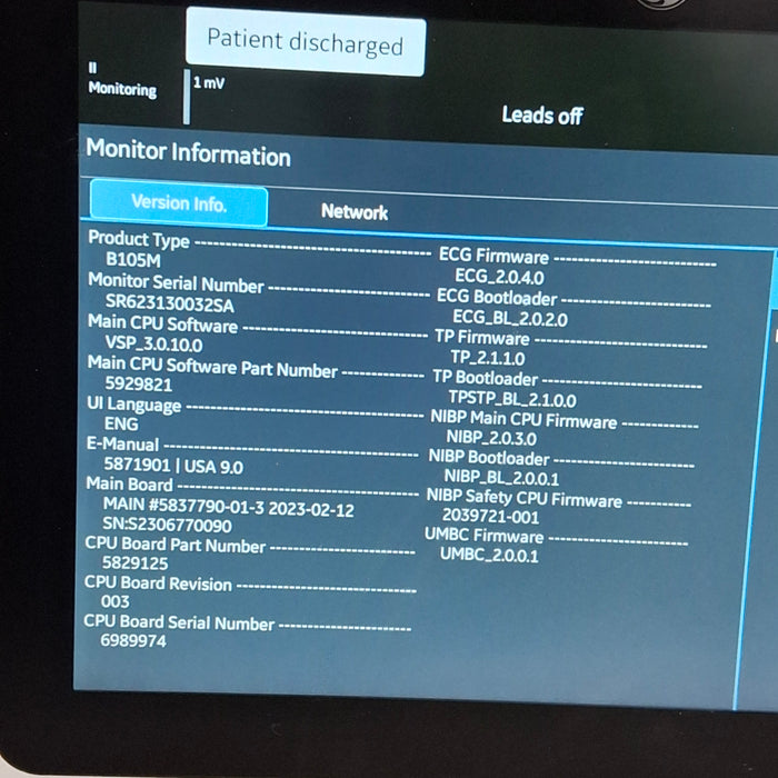 GE Healthcare B105M Patient Monitor