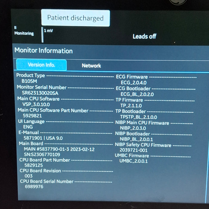 GE Healthcare B105M Patient Monitor