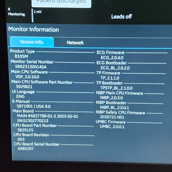 GE Healthcare B105M Patient Monitor