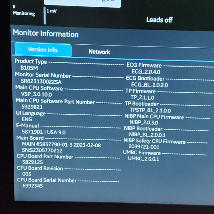 GE Healthcare B105M Patient Monitor