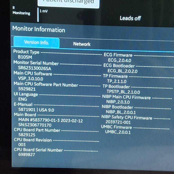 GE Healthcare B105M Patient Monitor