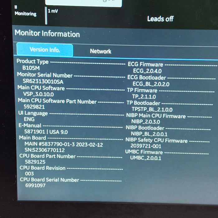 GE Healthcare B105M Patient Monitor