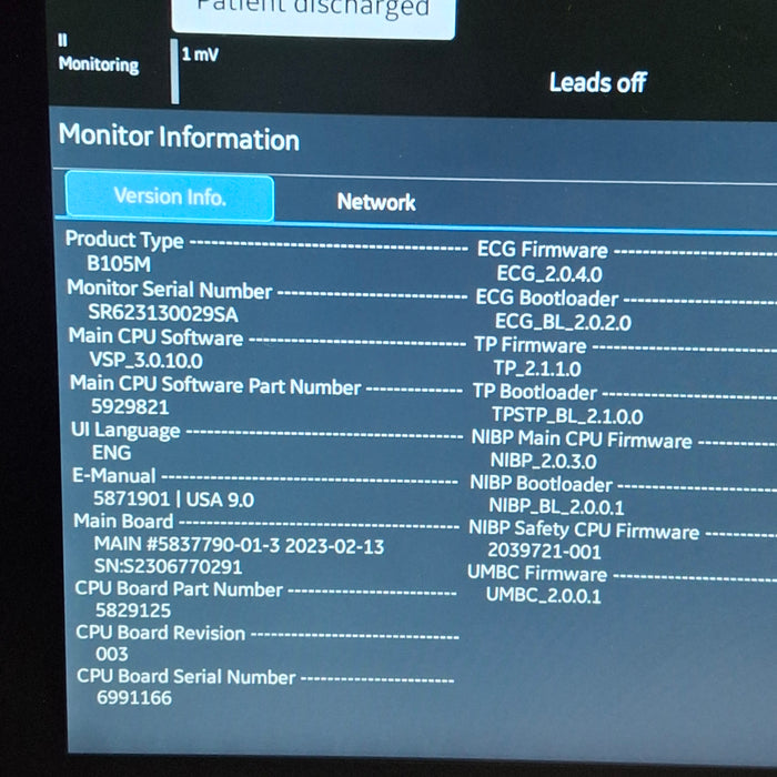 GE Healthcare B105M Patient Monitor