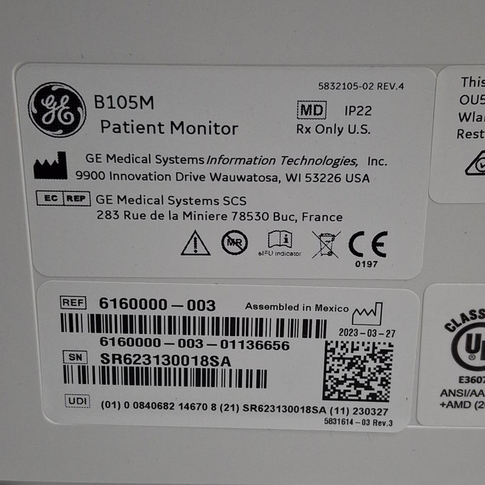 GE Healthcare B105M Patient Monitor