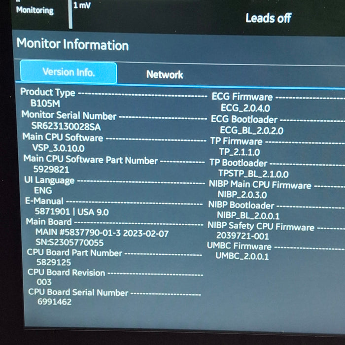 GE Healthcare B105M Patient Monitor