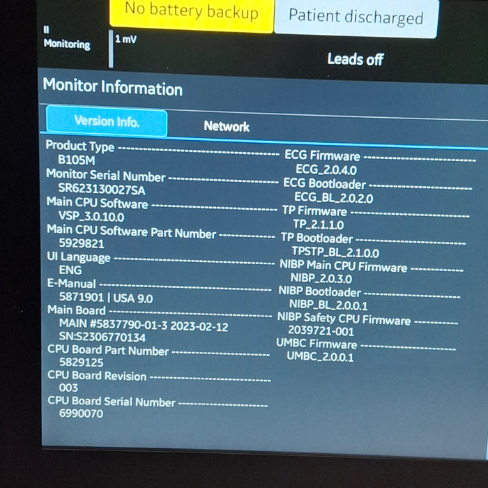 GE Healthcare B105M Patient Monitor