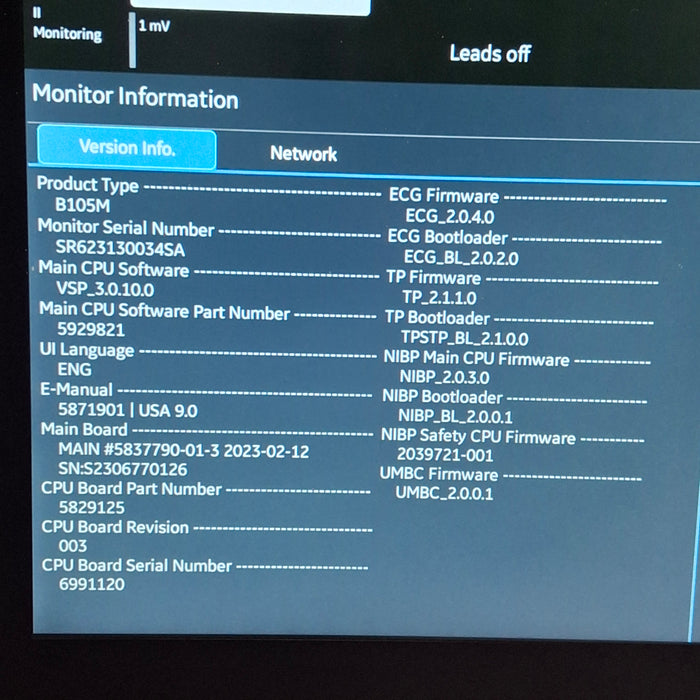 GE Healthcare B105M Patient Monitor