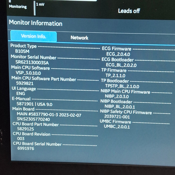 GE Healthcare B105M Patient Monitor
