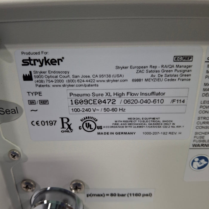 Stryker 620-040-610 Pneumo Sure XL High Flow Insufflator