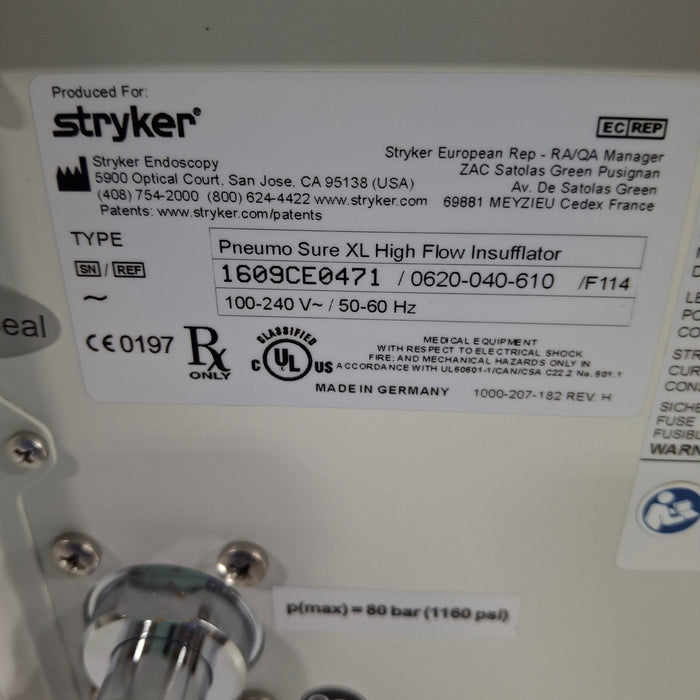 Stryker 620-040-610 Pneumo Sure XL High Flow Insufflator