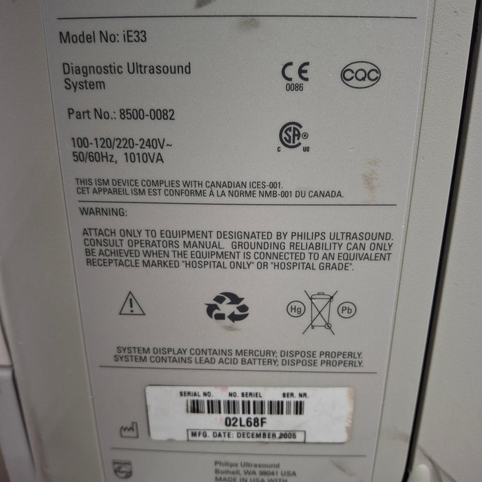 Philips IE33 F-G Cart Ultrasound