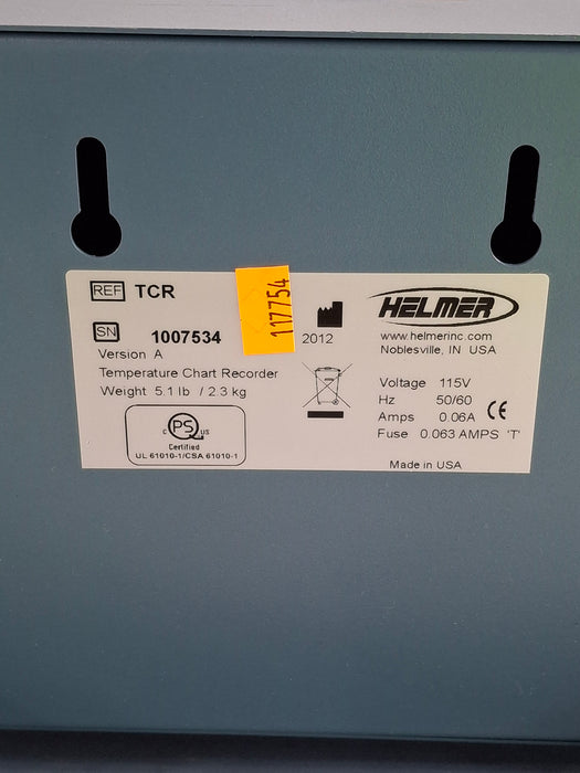 Helmer Inc TCR Temperature Chart Recorder