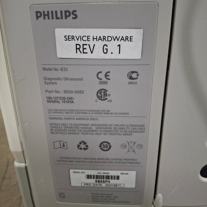 Philips IE33 F-G Cart Ultrasound