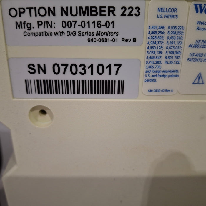 Welch Allyn Propaq Encore 202EL Patient Monitor