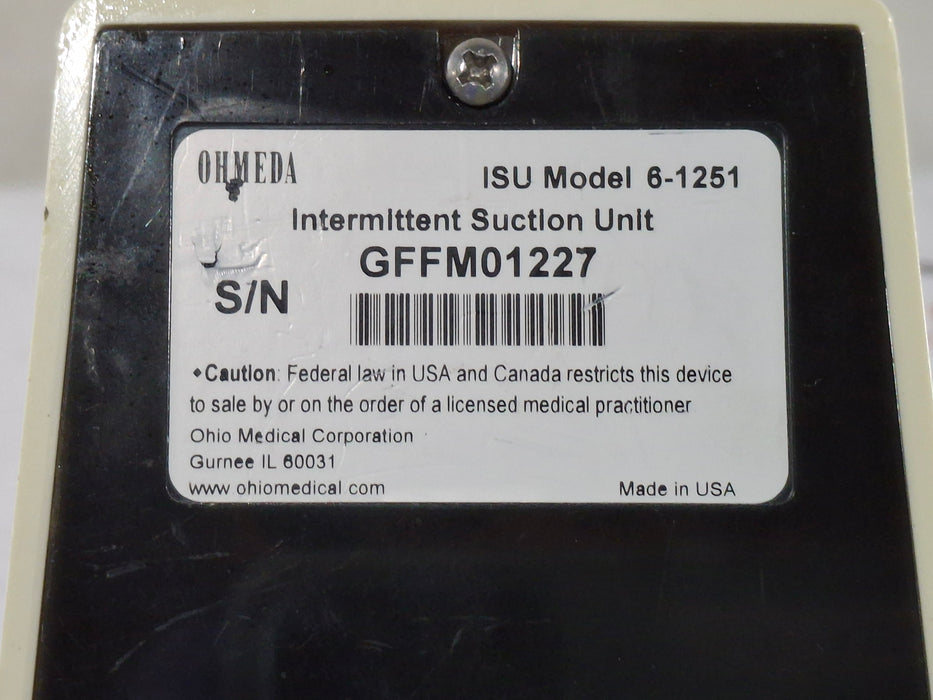 Ohmeda Medical ISU Model 6-1251 Intermittent Suction Unit