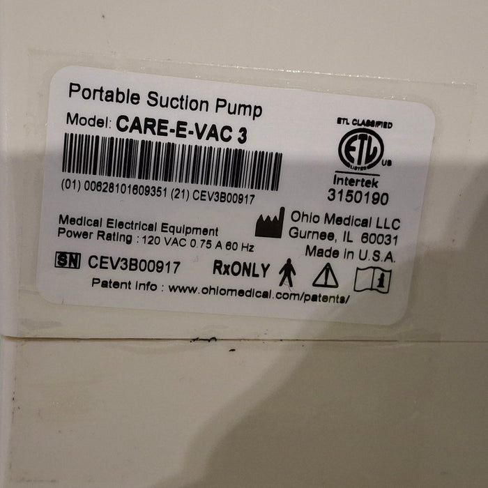 Ohio Medical Corporation Care-E-Vac 3 Portable Suction System