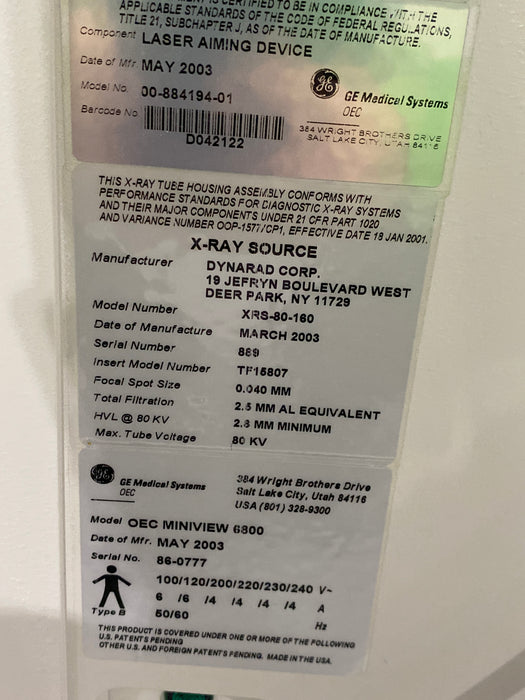 OEC Medical Systems Miniview 6800 C-Arm