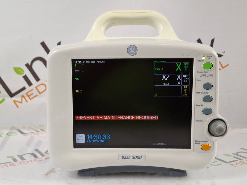 GE Healthcare Dash 3000 - Masimo SpO2 Patient Monitor