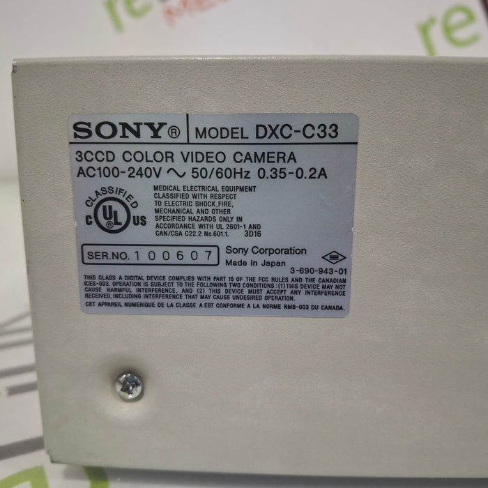 Sony DXC-C33 3CCD Color Video Camera Consule