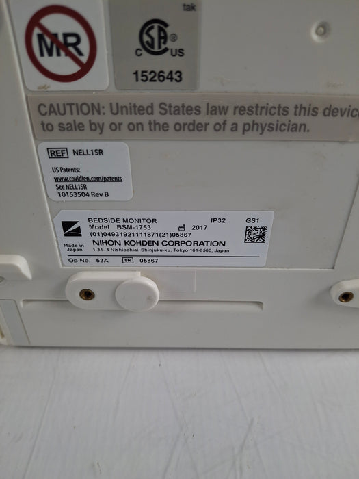 Nihon Kohden BSM-1753 Life Scope PT Transport Patient Monitor