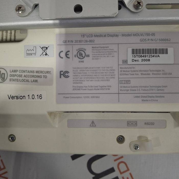 GE Healthcare MOLVL150-05 15" LCD Medical Display
