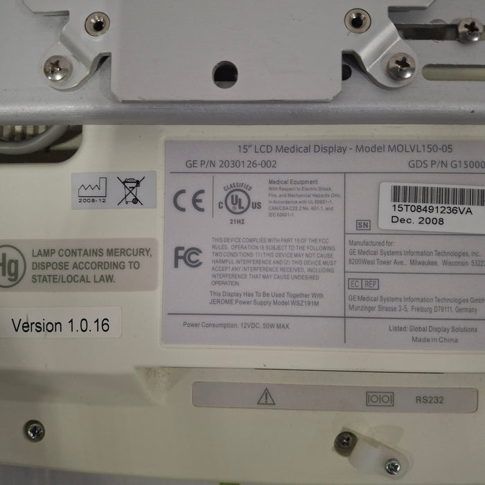GE Healthcare MOLVL150-05 15" LCD Medical Display