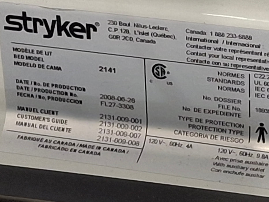 Stryker InTouch 2141 Critical Care Hospital Bed