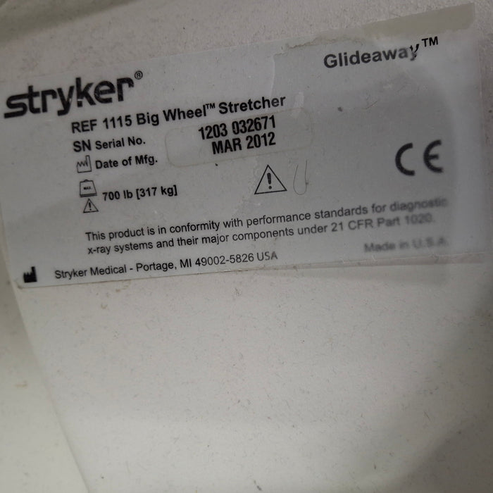 Stryker 1115 Big Wheel Glideaway Stretcher