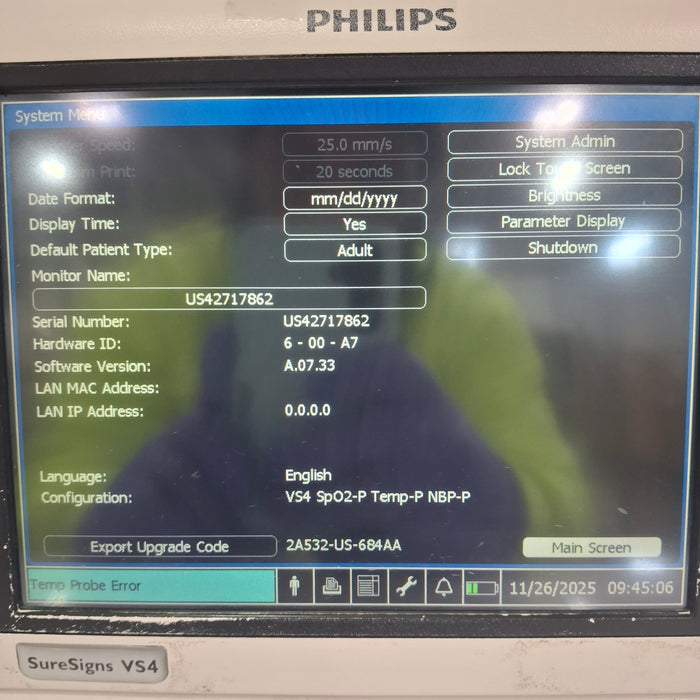 Philips SureSigns VS4 Vital Signs Monitor