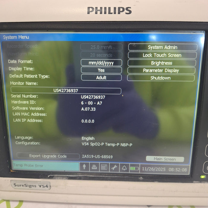Philips SureSigns VS4 Vital Signs Monitor