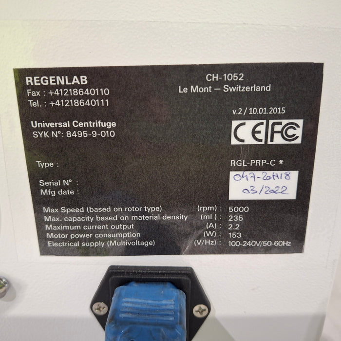 RegenLab PRP-Centri CH-1052 Centrifuge