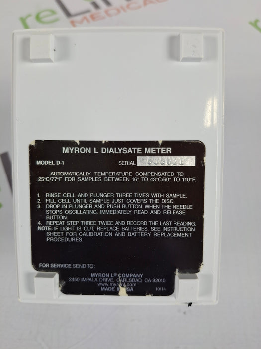 Myron L Company Myron L Company D-1 Dialysate Meter Dialysis reLink Online