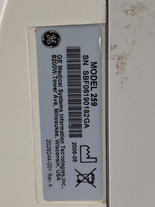 GE Healthcare Corometrics 250 Series Model 259 Fetal Monitor